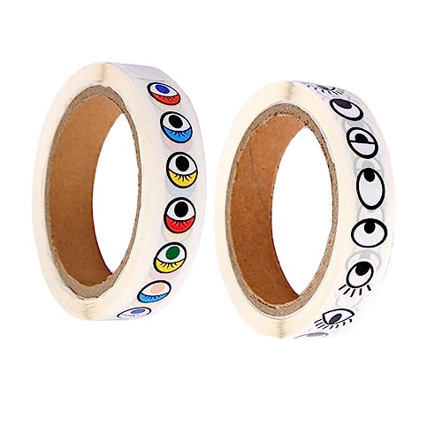 Beaupretty 2 Rollen DIY Augenaufkleber Bunt und Selbstklebende Etiketten für Bastelprojekte Schüler und Modelldekoration ca Sticker pro Rolle Leicht Ablösbar ohne Rückstände von Beaupretty