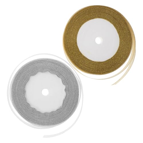 Beaupretty 2 Rollen Glitzerband Breites Metallic Glitterband für Diy Geschenkbänder Hochzeitsdekoration Weihnachtsgeschenke und Bastelprojekte von Beaupretty