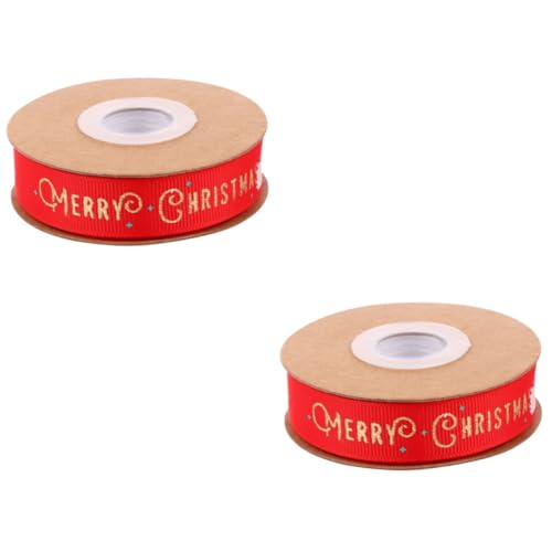 Beaupretty 2 Rollen Schleife Weihnachtsband Bänder zum Verpacken Weihnachten Samtband seidenband ribbon Geschenkband mit bedrucktem Buchstaben Geschenkbänder ein Verpackungsband Polyester rot von Beaupretty