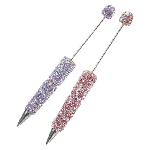 Beaupretty 2 Stück Diamant-kugelschreiber Bleistifte Fette Stifte Flauschiger Stift Unscharfer Stift Perlenstifte Masse Bling-stifte Aus Metall Curva-stift Stift Erneut Rostfreier Stahl von Beaupretty