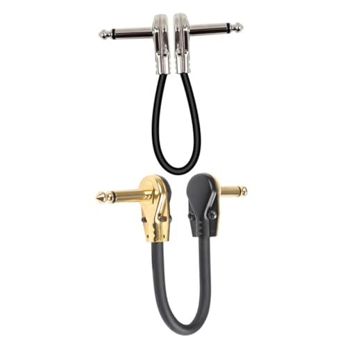 Beaupretty 2 Stück Effector Patch Kabel Flachkopf Elektrisch Gitarren Effektkabel Metallkern Langlebig Rauscharm Hohe Signalqualität für Bass Pedale von Beaupretty