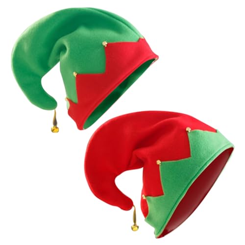 Beaupretty 2 Stück Festliche Kleine Elfenmützen aus Flanell Rot und Grün Niedliche Party-kopfbedeckung für Kreative Weihnachts-accessoires für Fotos und Feierlichkeiten von Beaupretty
