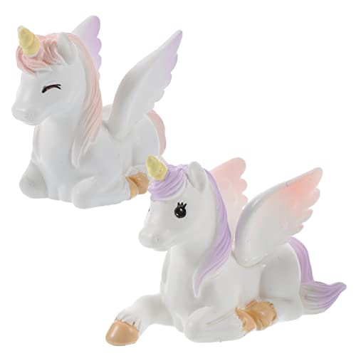 Beaupretty 2 Stück Mini Einhorn Figuren Süße Unicorn Cupcake Toppers Dekoration für Kuchen für Partys und Bastelprojekte Lebendige Tier Deko für Kuchen und Garten von Beaupretty