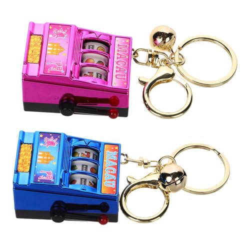 Beaupretty 2 Stück Mini Lucky Slot Machine Schlüsselanhänger Miniatur Vegas Spielautomat Anhänger mit Beweglichem Hebel Bunter Cartoon Taschenanhänger für Halloween Party und Geschenkideen von Beaupretty