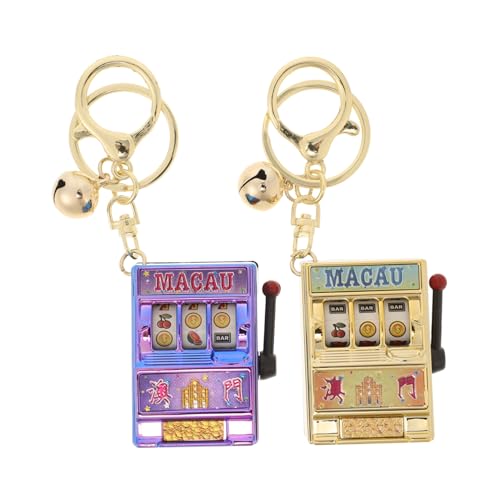 Beaupretty 2 Stück Mini Slot Machine Schlüsselanhänger Lustige Glücksmaschine für Geburtstagskuchen Deko und Themenpartys Zubehör für Erwachsene von Beaupretty