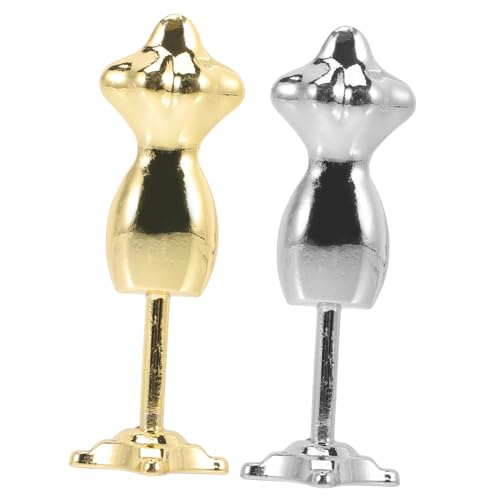 Beaupretty 2 Stück Miniatur Puppenständer Halblange Mannequin Modelle aus Kompakte Doll Dress Halter Glänzend Gold und Silber Dekorativ für Puppenkleider und DIY von Beaupretty