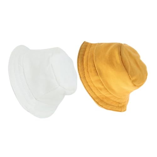 Beaupretty 2 Stück Polyester Puppenhüte Miniaturfischerhüte Kleine Dekorative Mützen für Puppenkleidung Realistische Langlebige Doll Caps zum Ankleiden und Cosplay Gelb Weiß von Beaupretty