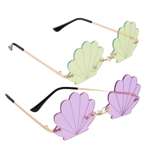 Beaupretty 2 Stück Shell-Brille Spaß Muscheln Blau Gläser Erwachsene Randlose Muschelbrille Randlose Sonnenbrillen für Damen lustige sonnenbrille für party Partyzubehör Shell-Sonnenbrille Stk von Beaupretty