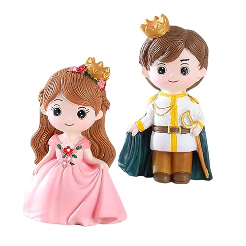 Beaupretty 2 Stück Teiliges Princess und Prince Cake Topper Leichte Tortendeko für Geburtstagstorten Niedliche Cartoon Figuren Kompakt und Platzsparend Partydekoration für Familie und von Beaupretty