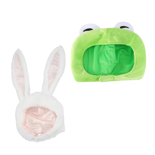 Beaupretty 2 Stück Unisex Tierohren Hüte Lustige Plüschmützen für Kreative Partys Angenehm Leicht und Atmungsaktiv für Fotos und Cosplay Frosch und Hase Design von Beaupretty