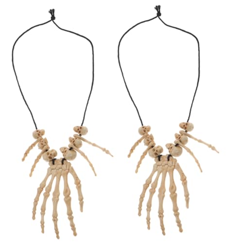 Beaupretty 2 Stück Vintage Halloween Halskette mit Schädelkopf und Handknochen Anhänger Unisex Creepy Neck Jewelry für Kostüm Cosplay Gothic Party Schmuck Detailreich Gestaltet Beaupretty 2 Stück Vintage Halloween Halskette mit Schädelkopf und Handknochen Anhänger Unisex Creepy Neck Jewelry für Kostüm Cosplay Gothic Party Schmuck Detailreich Gestaltet von Beaupretty
