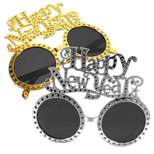 Beaupretty 2 Stück Year Party Brillen aus Leichtem Abs Material Gold und Silber Dekorative Foto Requisiten für Erwachsene und Jugendliche Modisch und Langlebig für Silvesterfeiern und von Beaupretty