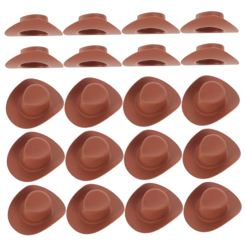 Beaupretty 20 Stück Miniatur Cowboyhut Teiliges Kunststoff Puppenhut Zubehör für Rollenspiele Dekoration und Basteln für Puppenhaus Dekoration von Beaupretty