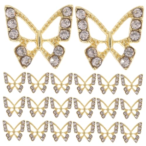 Beaupretty 20 Stück Schmetterling Nagel Charms mit Strass Diy Nageldesign Zubehör für Goldene Schmetterlinge für Kunstnägel und Maniküre von Beaupretty