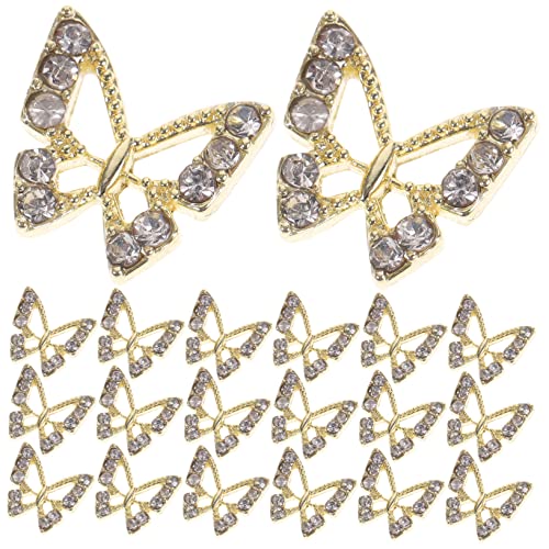 Beaupretty 20 Stück Schmetterlings Nagel Charms Diy Maniküre Dekoration mit Strass für Einzigartige Nail Art Geeignet für Hochzeiten Partys und Besondere Anlässe von Beaupretty