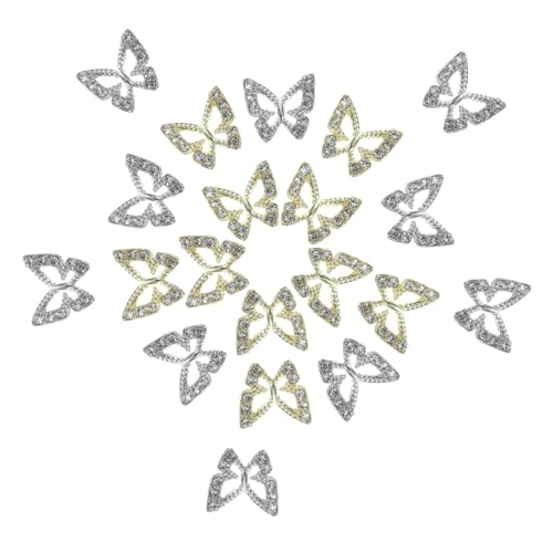 Beaupretty 20 Stück Teiliges Nail Art Charms mit Schmetterling Dekorationen Leichte Maniküre Schmucksteine für Damen DIY Nagelkunst Zubehör für Weihnachten Hochzeit Geburtstag und Party von Beaupretty