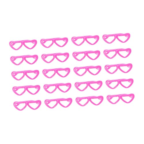 Beaupretty 20 Stück Teiliges Puppen Accessoires mit Herzförmigen Pinkfarbenen Kunststoff Brillen Mini Deko für Puppen zum Ankleiden als DIY Spielzeugzubehör von Beaupretty