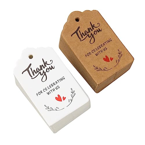Beaupretty 200 Stück Thank You Tags Dekorative Kraftpapier Anhänger für Hochzeiten Partys Weiße und Kraftpapier Etiketten für Dankeschön von Beaupretty