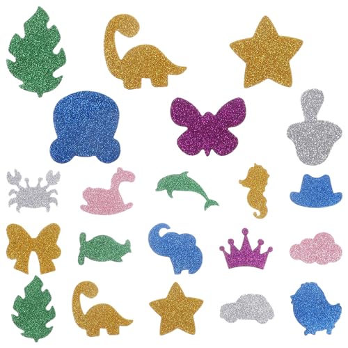 Beaupretty 28 Stück Glitter Cartoon Aufkleber Selbstklebende Schaumstoff Aufkleber für Kinder Dekorative Sticker für Bastelarbeiten Laptops und Scrapbooking von Beaupretty