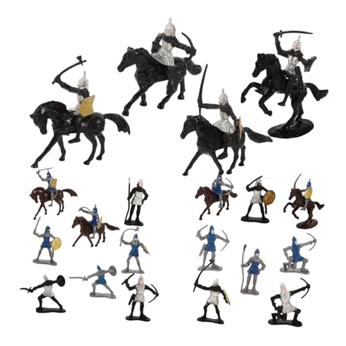 Beaupretty 28 Stück Teiliges Set Miniatur Soldaten Figuren Realistische Mittelalterliche Ritter und Pferde Modelle für Kreative Bastelprojekte und Tischdekoration Geeignet für Sammler von Beaupretty