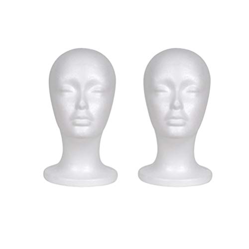 Beaupretty 2st Haarpuppe Puppenkopf Perücke Zeigt Köpfe Perücke Schaumköpfe Schaum Mannequin Perücke Kopf Styropor Perückenkopf -mannequinkopf Hut Kunstkopf Polyflor Weiß Halterung von Beaupretty