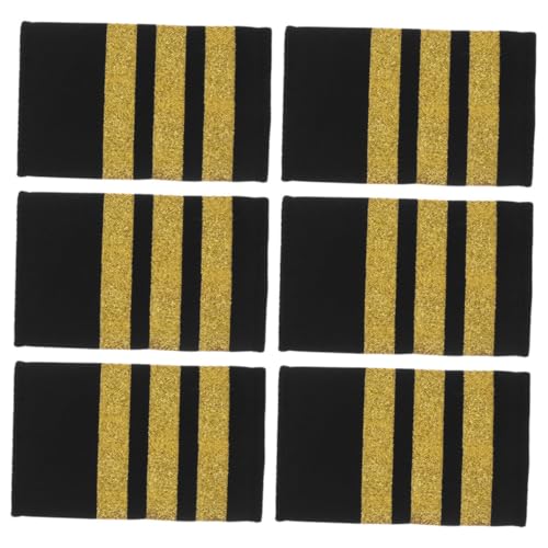 Beaupretty 3 Paare Goldener Schulterstempel Handyhalterung Armband Schulterklappen für Flugpiloten Schulterklappen mit drei Balken Schulterklappen für Flugzeugingenieure Schulterbaus Schleife von Beaupretty