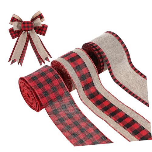 Beaupretty 3 Rollen Rustikale Weihnachts Geschenkband aus Sackleinen Kariert in Rot Schwarz Breit Yards pro Vielseitig für Kränze Schleifen und Festliche Deko Geeignet Beaupretty 3 Rollen Rustikale Weihnachts Geschenkband aus Sackleinen Kariert in Rot Schwarz Breit Yards pro Vielseitig für Kränze Schleifen und Festliche Deko Geeignet von Beaupretty