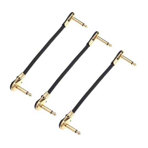 Beaupretty 3 STÜCKE Teiliges Vergoldete Klinkenstecker Gewinkelt zu Gerade Doppelt Abgeschirmt Sauerstofffreier Kupferleiter Geräuscharmes Patchkabel für Bass Keyboard Effektpedale von Beaupretty