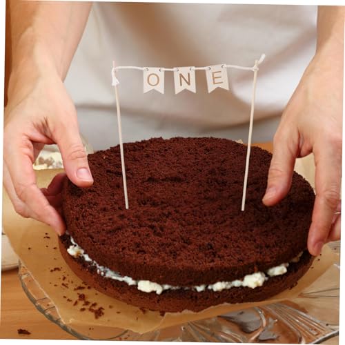 Beaupretty 3 Stück Holz Cake Topper Teiliges One Banner Geschnitzt Natürliche Geburtstagskuchendeko Vielseitige Party Kuchenstecker für Erstgeburtstag von Beaupretty
