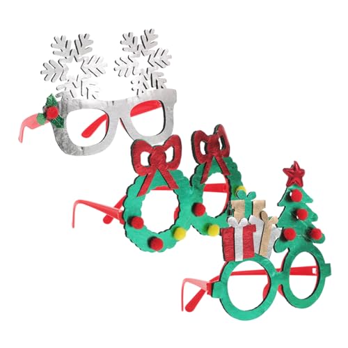 Beaupretty 3 Stück Teiliges Weihnachtsbrillen Schneeflocken Tannenbaumrahmen Leichte Langlebige Fasnachtsbrillen für Festliche Partys Silvesterfeiern und Weihnachtsdekoration von Beaupretty