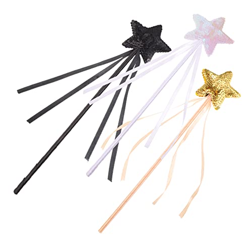 Beaupretty 3 Stück Teiliges Zauberstäbe für Dekorative Sternform mit Bändern Leicht und Handlich als Party und Konzert Requisiten für Mädchen von Beaupretty