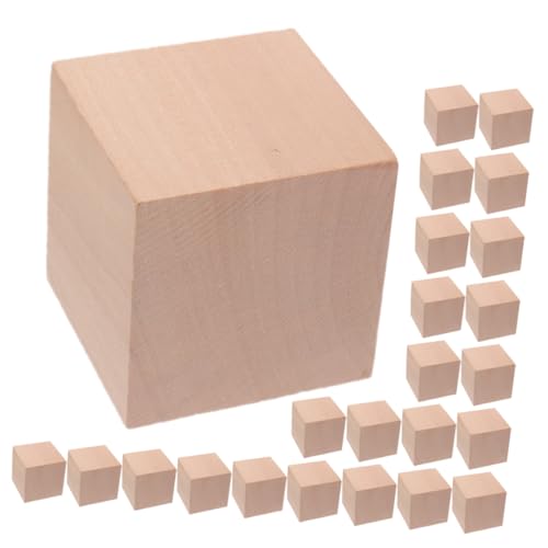 Beaupretty 30 Stück Holzbauklötze DIY Bauklötze aus Unbehandeltem Holz Pädagogisches für Kreative Aktivitäten und Motorische Fähigkeiten von Beaupretty