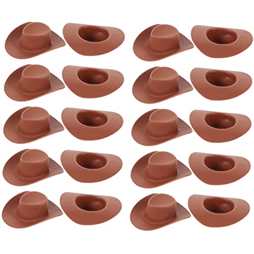 Beaupretty 30 Stück Miniatur Cowboyhüte Austauschbare DIY Puppenhüte Braun für Kreative Bastelprojekte Dekoration für Partys und Puppenhausgestaltung von Beaupretty