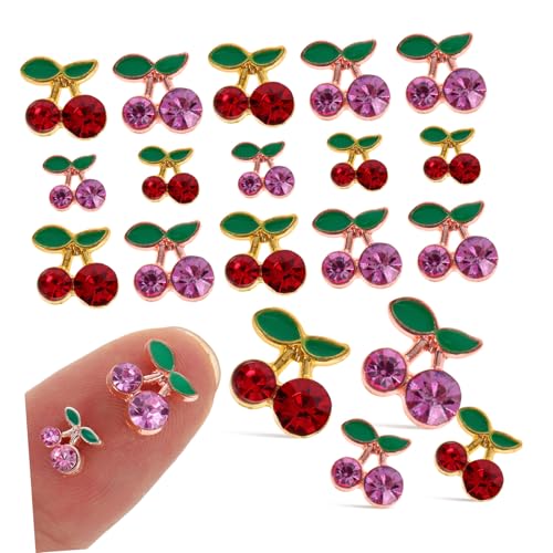 Beaupretty 32 Stück Kirsch Nagelschmuck für DIY Nail Art Zubehör aus Hochwertigem Legierungsmaterial Bunte Strasssteine für Kreative Nageldesigns für Besondere Anlässe von Beaupretty