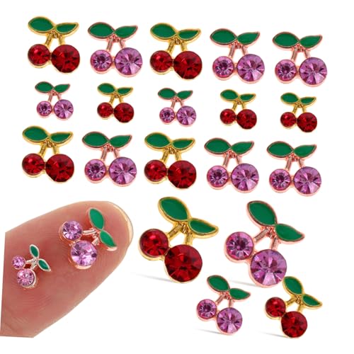 Beaupretty 32 Stück Teiliges Nail Art Kirsch Charms aus Hochwertiger Legierung Langlebige Nageldekorationen mit Goldenen und Roségoldenen Strasssteinen Einfach Anzubringen für Stilvolle von Beaupretty