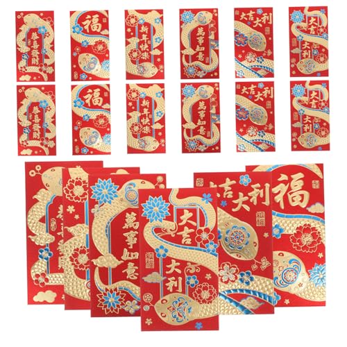 Beaupretty 36 Stück Jahr Schlange Rote Umschläge für Frühlingsfest Lunar Year und Hochzeiten Designs Große Kapazität Verschiedene Langlebige Materialien von Beaupretty