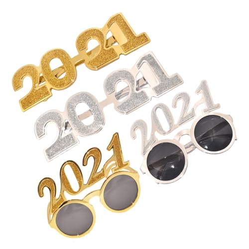 Beaupretty 4 Lustige Brillen Glückwunsch Brillen Für Den Abschlussball 2021 Neujahrsbrillen Klassenneuheit Glitzer Zahlenbrillen Rave Brillen Partygeschenke Neujahrsgeschenk Runde von Beaupretty
