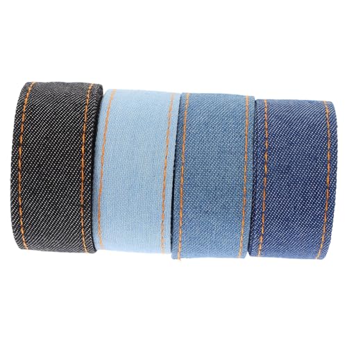 Beaupretty 4 Rollen Denim Band für Diy Schleifen Geschenkband für Verpackung Basteln Multifunktionale Stoffbänder für Dekoration und Kleidung von Beaupretty