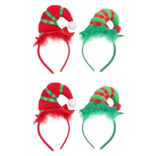 Beaupretty 4 Stück Elfenhut-Stirnband Elfenhut-Haarband Weihnachtselfen-Kostüm-Kopfbedeckung Elfen-Stirnband Weihnachtsfeier-Zubehör von Beaupretty