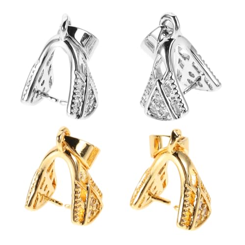 Beaupretty 4 Stück Klemmverschluss: Kupfer-anhängerschnalle Mit Perlenclip Und Zirkonia-einlage Für Diy-halsketten, Ohrringe, Basteln, Schmuckherstellung, Zubehör von Beaupretty