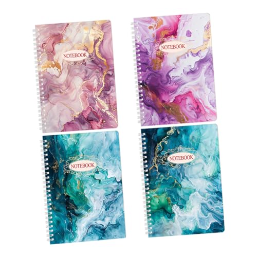 Beaupretty 4 Stück Notizbuch Trendige Marmor Design Spiralbindung Seiten pro Buch Liniert Kompakt für Schule Büro Notizen und Aufgaben von Beaupretty