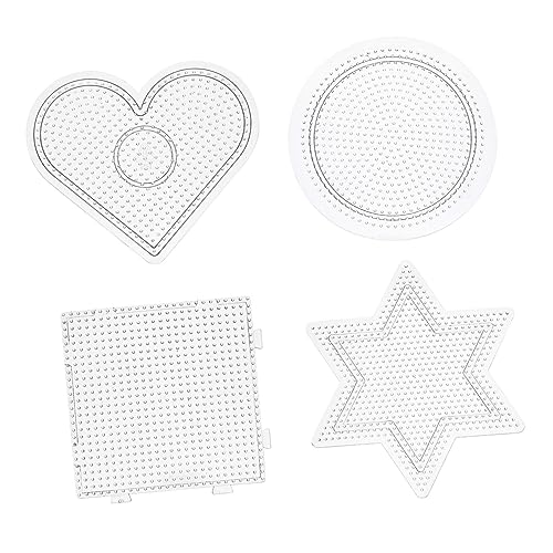 Beaupretty 4 Stück Teiliges Transparente Stiftplatten für Bügelperlen Geometrische Vorlagen für DIY Kunsthandwerk mit Herz Sechseck und Fördert Kreativität und Geschicklichkeit bei Kindern von Beaupretty