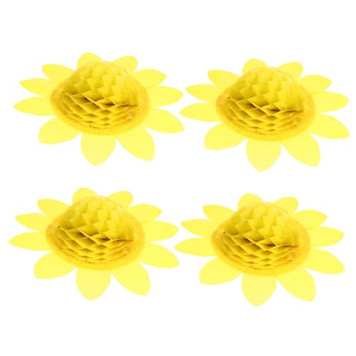 Beaupretty 4 Stück handgemachte Blume der Sonnenblume Hochzeit Erwachsene gefälscht Sonnenblumen-Party Strand Schall- Girlanden Umweltfreundliches Plastikpapier Gelb von Beaupretty