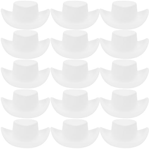 Beaupretty 40 Stück Miniatur Cowboyhut Dekorative Puppenhüte für DIY Projekte Partyaccessoires und Puppenhaus Zubehör Robuste Leichte Plastikmaterialien Weiß von Beaupretty