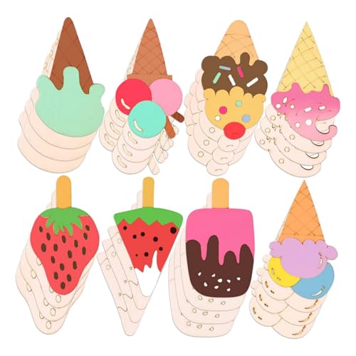 Beaupretty 40 Stück Unlackierte Holz Eiscreme Ausschnitte für DIY Kreative Bastelaccessoires für Vielseitige Holzplättchen zum Malen und Dekorieren Handwerksmaterialien für Partys und von Beaupretty