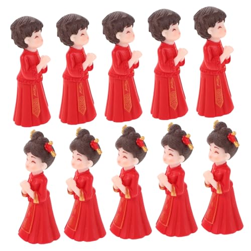 Beaupretty 5 Paare Mini Asiatische Hochzeitsfiguren Traditionelle Braut und Bräutigam Micro Landschaft Dekoration Ostasiatische Hochzeitstorte Ornament Leichtes DIY Kuchenaccessoire von Beaupretty