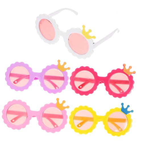 Beaupretty 5 Paare Mini Puppen Sonnenbrillen Kunststoff Brillen Puppenzubehör Kompakte Leichte Cosplay Brillen für Puppen mit Farbigen Gläsern Weiß Rot Violett Gelb Rosa von Beaupretty
