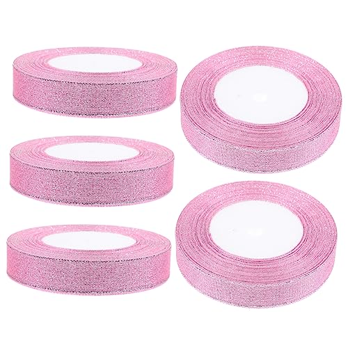 Beaupretty 5 Rollen Glitter Geschenkband pro Robustes Dekoband für DIY Basteln Geschenke Haaraccessoires und Festliche Verpackung Vielseitig Verwendbar für Party und Alltag von Beaupretty