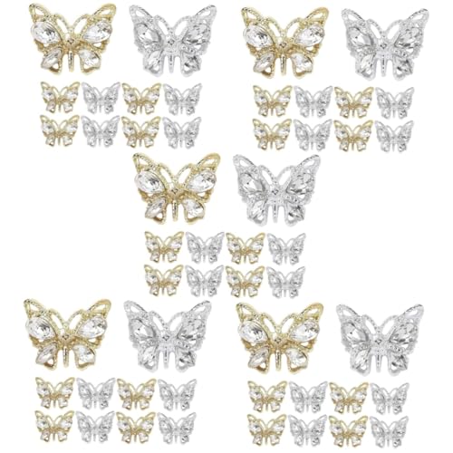 Beaupretty 5 Sätze Schmetterling Charms Strasssteine Für Diy Nagelkunst Metallische Glitzersteine Für Acryl Nägel Nageldekorationen 10 Stück * 5 von Beaupretty