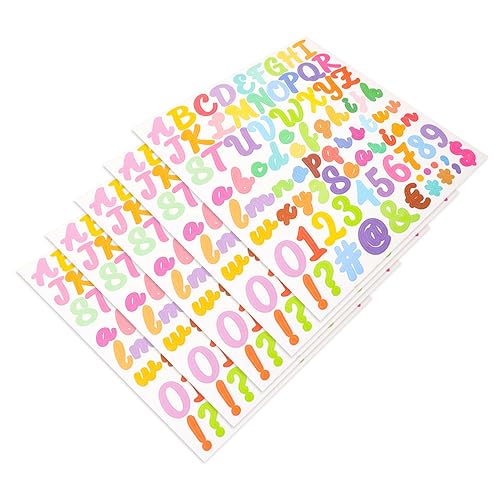 Beaupretty 5 Stück Bunte DIY Buchstaben und Zahlenaufkleber Teiliges Selbstklebende Alphabet Sticker für Scrapbooking Karten und Kreative Deko Projekte von Beaupretty